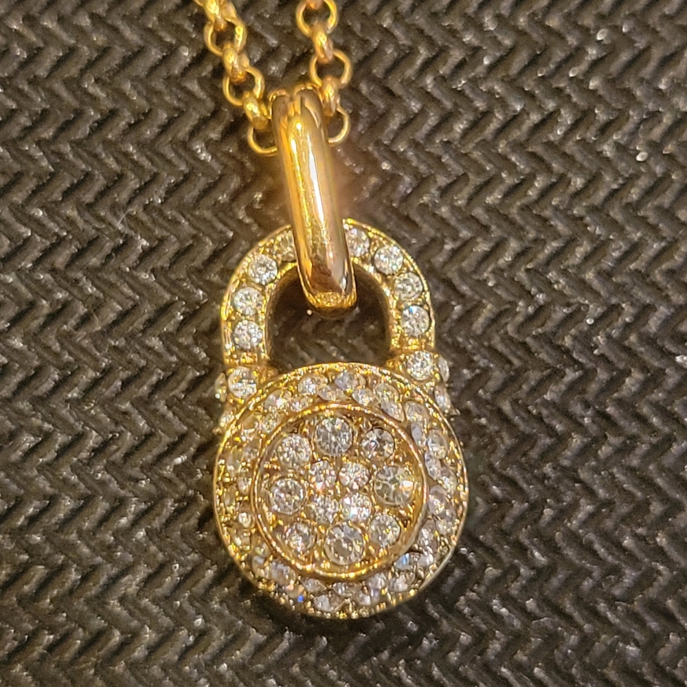 Michael Kors Gold & Faux Diamond Lock Necklace